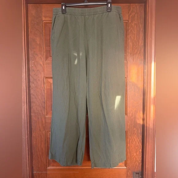Old Navy Olive Green Linen Wide-Leg Pants - Picture 2 of 5